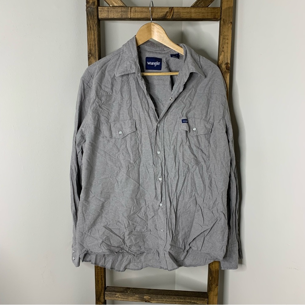 Wrangler Pearl Snap Button Down Cowboy Cut Shirt Size XL